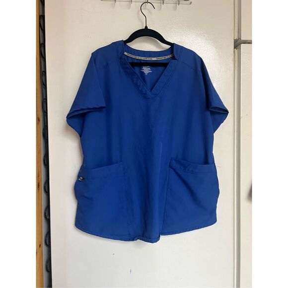Climate Right By Cuddl Dubs Blue Scrub Top Woman’s Size Large - Picture 1 of 9